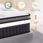 Matelas King Size, Matelas en Mousse à Mémoire de Forme de 14 Pouces dans une Boîte, Infusé de Gel pour un Sommeil Frais et Respirant, Soulagement de la Pression et Soutien, Fermeté Moyenne, Certifié CertiPUR-US