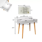 Coiffeuse moderne Okak avec miroir amovible, coiffeuse à maquillage réglable 3 modes de couleur, table de toilette pour salon, chambre à coucher, blanc