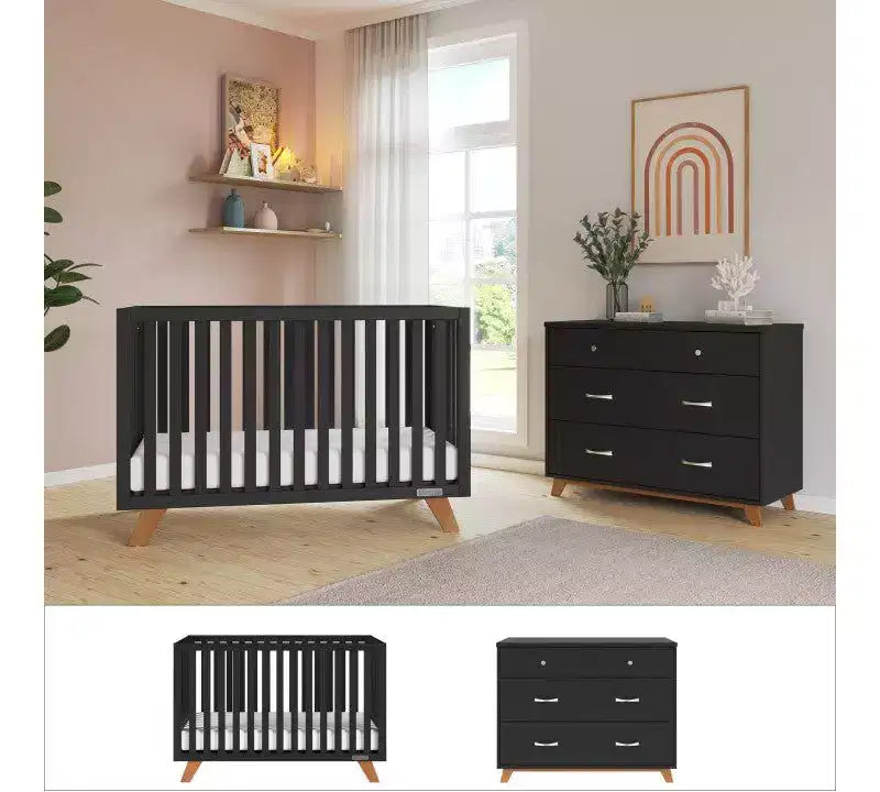 Ensemble de chambre de bébé 2 pièces SOHO de Child Craft, comprend un lit de bébé convertible 4-en-1 et une commode à 3 tiroirs