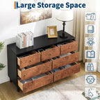 Commode de chambre à coucher, commode moderne de 137 cm de large avec poignée ronde vintage et design de profil incurvé, commode en bois pour salon, entrée