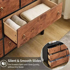 Commode de chambre à coucher, commode moderne de 137 cm de large avec poignée ronde vintage et design de profil incurvé, commode en bois pour salon, entrée