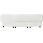 MAYEERTY Canapé incurvé contemporain 3 places beige de 250 cm, assise moelleuse, design épuré, cadre durable pour des espaces de vie élégants