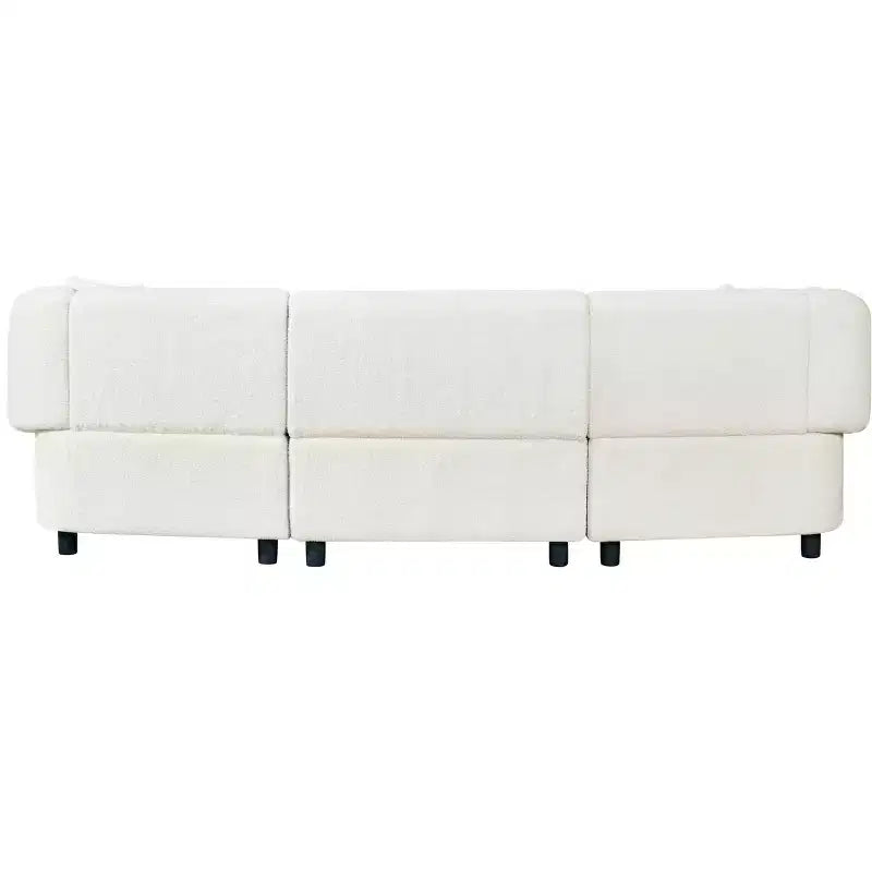 MAYEERTY Canapé incurvé contemporain 3 places beige de 250 cm, assise moelleuse, design épuré, cadre durable pour des espaces de vie élégants