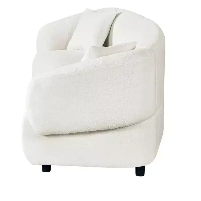 MAYEERTY Canapé incurvé contemporain 3 places beige de 250 cm, assise moelleuse, design épuré, cadre durable pour des espaces de vie élégants