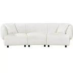 MAYEERTY Canapé incurvé contemporain 3 places beige de 250 cm, assise moelleuse, design épuré, cadre durable pour des espaces de vie élégants