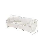 MAYEERTY Canapé incurvé contemporain 3 places beige de 250 cm, assise moelleuse, design épuré, cadre durable pour des espaces de vie élégants