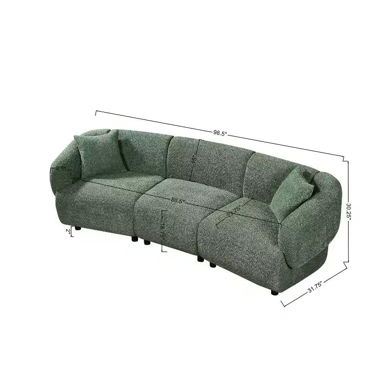 MAYEERTY Canapé incurvé contemporain 3 places beige de 250 cm, assise moelleuse, design épuré, cadre durable pour des espaces de vie élégants