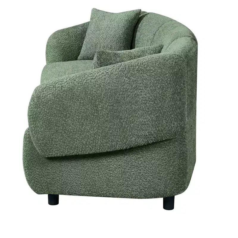MAYEERTY Canapé incurvé contemporain 3 places beige de 250 cm, assise moelleuse, design épuré, cadre durable pour des espaces de vie élégants