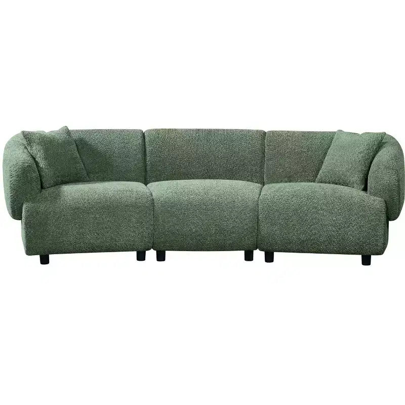 MAYEERTY Canapé incurvé contemporain 3 places beige de 250 cm, assise moelleuse, design épuré, cadre durable pour des espaces de vie élégants