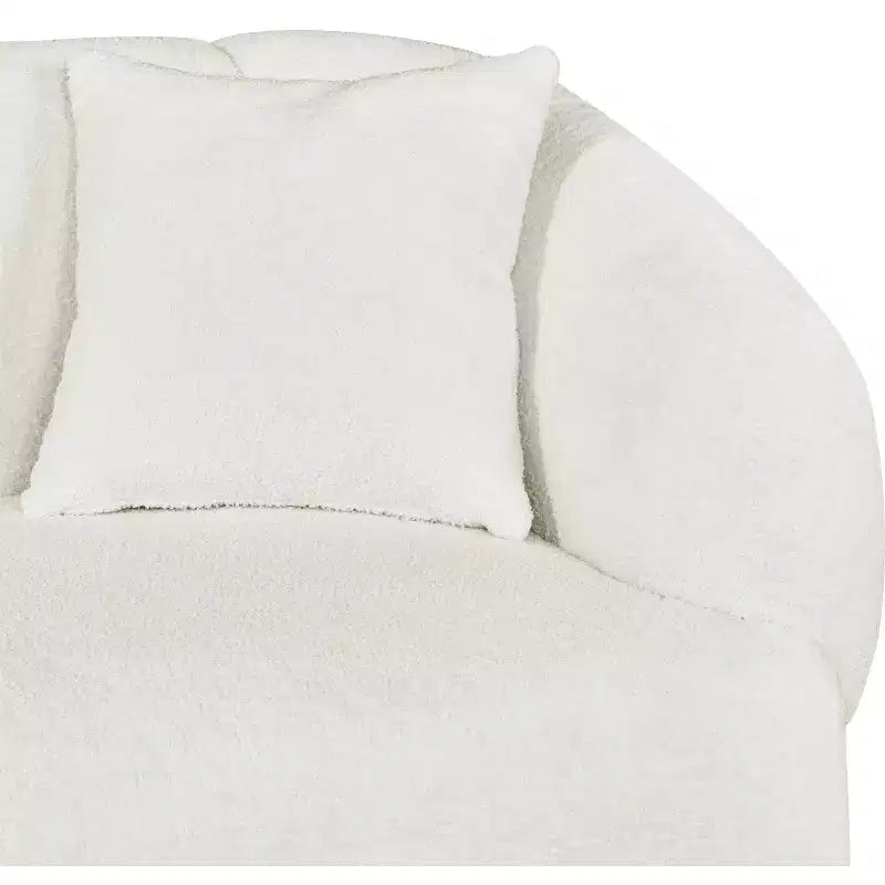 MAYEERTY Canapé incurvé contemporain 3 places beige de 250 cm, assise moelleuse, design épuré, cadre durable pour des espaces de vie élégants
