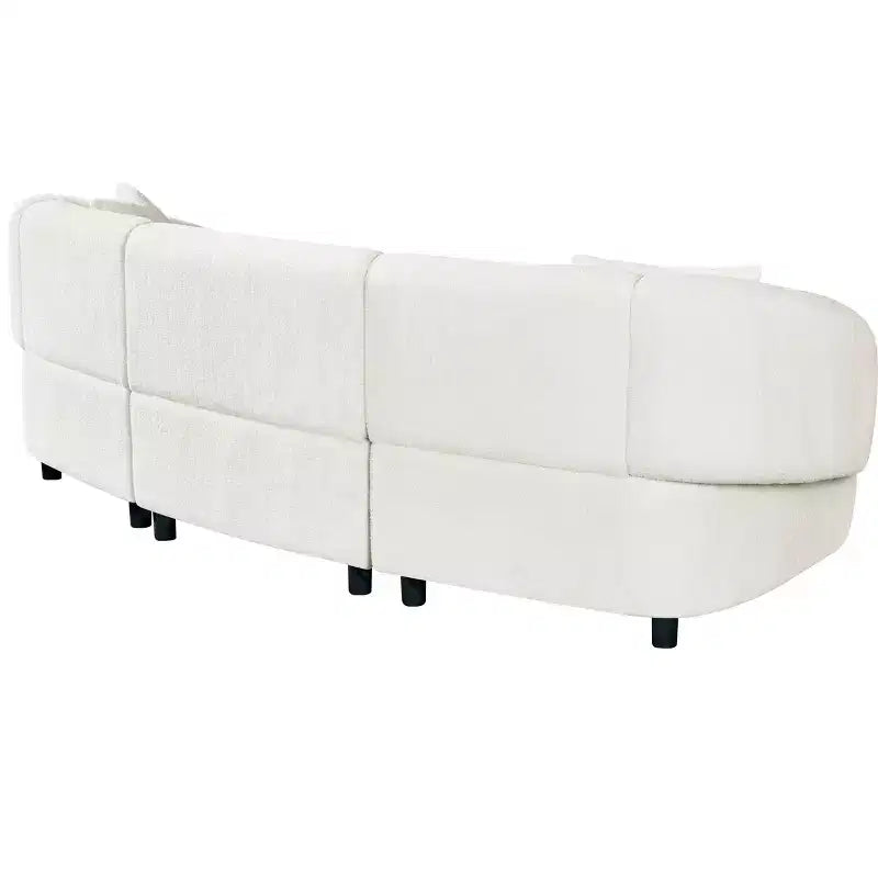 MAYEERTY Canapé incurvé contemporain 3 places beige de 250 cm, assise moelleuse, design épuré, cadre durable pour des espaces de vie élégants