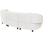 MAYEERTY Canapé incurvé contemporain 3 places beige de 250 cm, assise moelleuse, design épuré, cadre durable pour des espaces de vie élégants