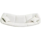 MAYEERTY Canapé incurvé contemporain 3 places beige de 250 cm, assise moelleuse, design épuré, cadre durable pour des espaces de vie élégants
