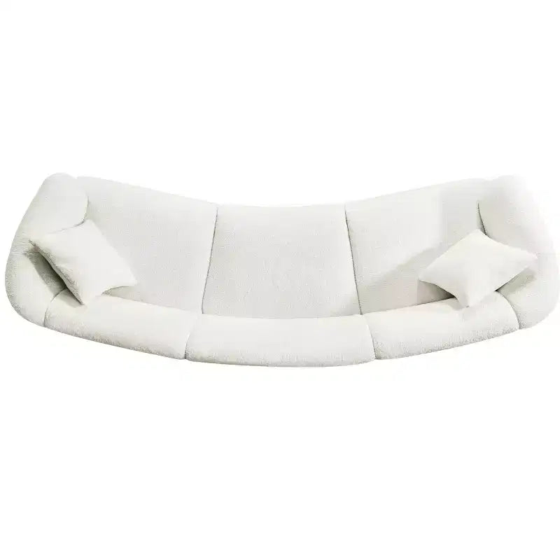MAYEERTY Canapé incurvé contemporain 3 places beige de 250 cm, assise moelleuse, design épuré, cadre durable pour des espaces de vie élégants