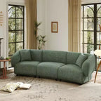 MAYEERTY Canapé incurvé contemporain 3 places beige de 250 cm, assise moelleuse, design épuré, cadre durable pour des espaces de vie élégants