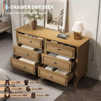 Commode à 6 tiroirs, Meuble de rangement en bois avec tiroirs, Grande commode large meuble TV, Organiseur de tiroirs moderne pour chambre à coucher, salon, couloir, entrée
