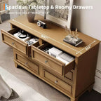 Commode à 6 tiroirs, Meuble de rangement en bois avec tiroirs, Grande commode large meuble TV, Organiseur de tiroirs moderne pour chambre à coucher, salon, couloir, entrée