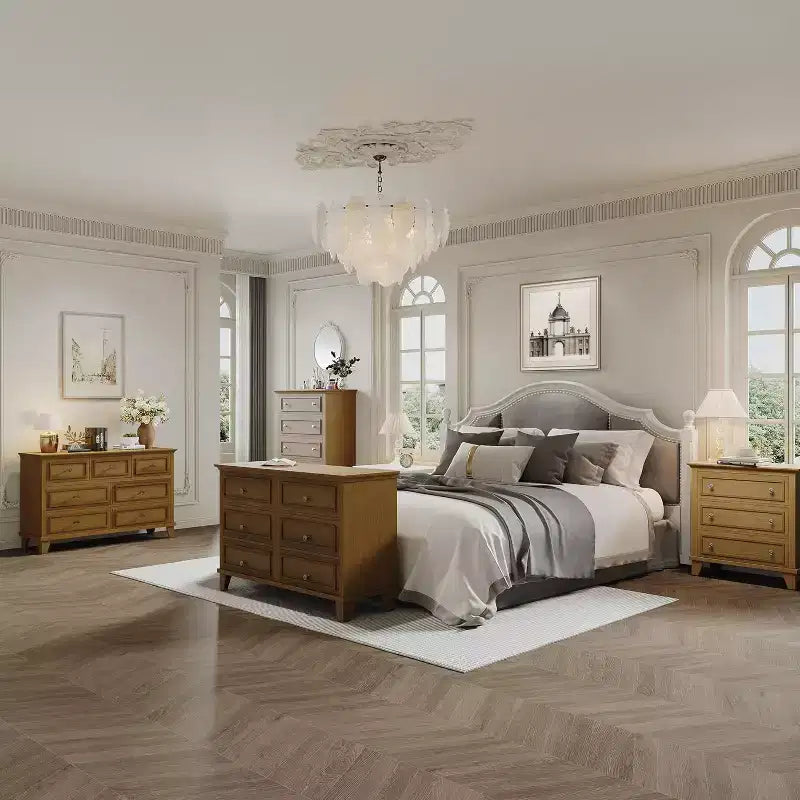 Commode à 6 tiroirs, Meuble de rangement en bois avec tiroirs, Grande commode large meuble TV, Organiseur de tiroirs moderne pour chambre à coucher, salon, couloir, entrée