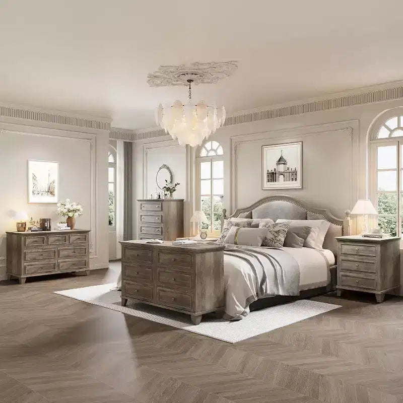 Commode à 6 tiroirs, Meuble de rangement en bois avec tiroirs, Grande commode large meuble TV, Organiseur de tiroirs moderne pour chambre à coucher, salon, couloir, entrée