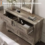 Commode à 6 tiroirs, Meuble de rangement en bois avec tiroirs, Grande commode large meuble TV, Organiseur de tiroirs moderne pour chambre à coucher, salon, couloir, entrée