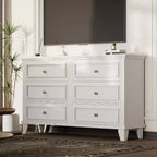 Commode à 6 tiroirs, Meuble de rangement en bois avec tiroirs, Grande commode large meuble TV, Organiseur de tiroirs moderne pour chambre à coucher, salon, couloir, entrée