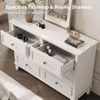 Commode à 6 tiroirs, Meuble de rangement en bois avec tiroirs, Grande commode large meuble TV, Organiseur de tiroirs moderne pour chambre à coucher, salon, couloir, entrée
