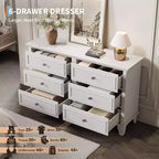 Commode à 6 tiroirs, Meuble de rangement en bois avec tiroirs, Grande commode large meuble TV, Organiseur de tiroirs moderne pour chambre à coucher, salon, couloir, entrée