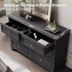 Commode à 6 tiroirs, Meuble de rangement en bois avec tiroirs, Grande commode large meuble TV, Organiseur de tiroirs moderne pour chambre à coucher, salon, couloir, entrée