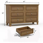 Commode à 6 tiroirs, Meuble de rangement en bois avec tiroirs, Grande commode large meuble TV, Organiseur de tiroirs moderne pour chambre à coucher, salon, couloir, entrée