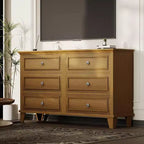 Commode à 6 tiroirs, Meuble de rangement en bois avec tiroirs, Grande commode large meuble TV, Organiseur de tiroirs moderne pour chambre à coucher, salon, couloir, entrée