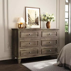 Commode à 6 tiroirs, Meuble de rangement en bois avec tiroirs, Grande commode large meuble TV, Organiseur de tiroirs moderne pour chambre à coucher, salon, couloir, entrée
