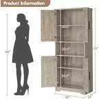 Armoire de rangement haute de 178 cm, buffet de cuisine moderne avec support micro-ondes et étagères réglables, idéale pour la salle à manger, la salle de bain