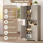 Armoire de rangement haute de 178 cm, buffet de cuisine moderne avec support micro-ondes et étagères réglables, idéale pour la salle à manger, la salle de bain