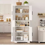 Armoire de rangement haute de 178 cm, buffet de cuisine moderne avec support micro-ondes et étagères réglables, idéale pour la salle à manger, la salle de bain