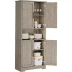 Armoire de rangement haute de 178 cm, buffet de cuisine moderne avec support micro-ondes et étagères réglables, idéale pour la salle à manger, la salle de bain
