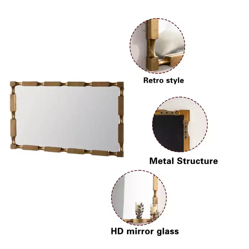 Miroir mural rectangulaire de transition GDFStudio Bin avec motif texturé bambou