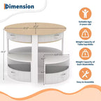Ensemble Table et Chaises pour Tout-Petits, Table d'Activités Ronde pour Enfants avec 4 Tabourets de Rangement, Bureau Gigogne peu Encombrant pour les Activités Manuelles, le Dessin, la Lecture, Garçons et Filles de 3 ans et plus