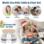 Ensemble Table et Chaises pour Tout-Petits, Table d'Activités Ronde pour Enfants avec 4 Tabourets de Rangement, Bureau Gigogne peu Encombrant pour les Activités Manuelles, le Dessin, la Lecture, Garçons et Filles de 3 ans et plus