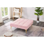 MAYEERTY Fauteuil une place futon en tissu Teddy confortable avec pieds en métal doré, mousse et ressorts pour salon, rose