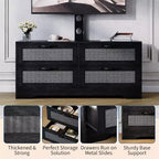 Meuble TV en rotin à 4 tiroirs, style fermier pour téléviseurs de 70 pouces, pour salon, montage facile