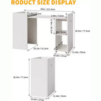 Table pliante de 50 po avec armoire de rangement et roulettes, bureau à abattants extensible pour cuisine, bureau à domicile et chambre à coucher