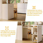 Table pliante de 50 po avec armoire de rangement et roulettes, bureau à abattants extensible pour cuisine, bureau à domicile et chambre à coucher