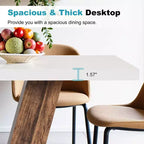 Table de salle à manger de ferme TUYOHW pour 4-6 personnes, table de cuisine rectangulaire avec plateau épais de 4 cm et support triangulaire, 120 cm de long, blanc+marron