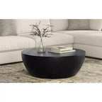 Table basse industrielle moderne Keystone 34 pouces, en manguier massif, en forme de tambour, assemblée