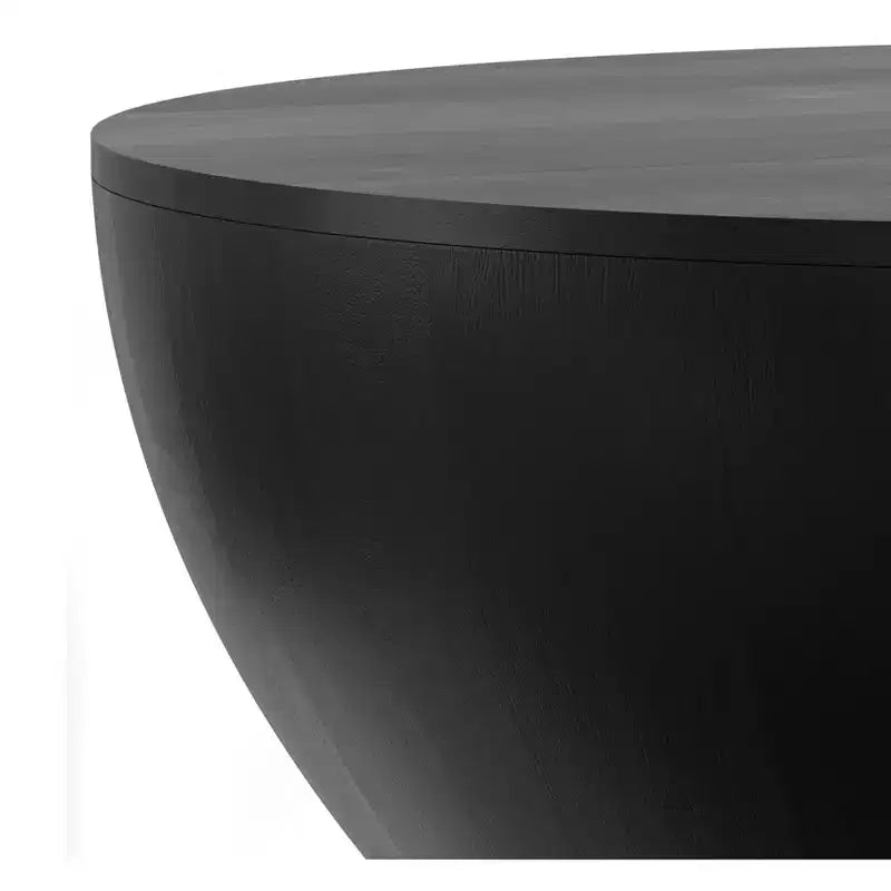 Table basse industrielle moderne Keystone 34 pouces, en manguier massif, en forme de tambour, assemblée
