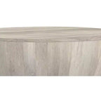 Table basse industrielle moderne Keystone 34 pouces, en manguier massif, en forme de tambour, assemblée