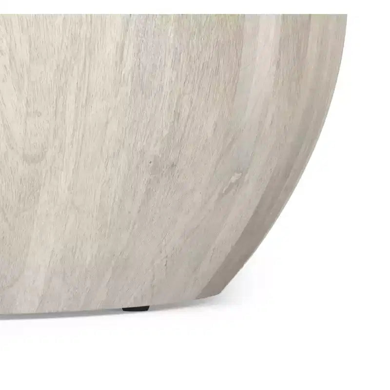 Table basse industrielle moderne Keystone 34 pouces, en manguier massif, en forme de tambour, assemblée