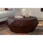 Table basse contemporaine Paros en bois d'acacia massif de 89 cm de large, de forme irrégulière, entièrement assemblée