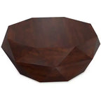 Table basse contemporaine Paros en bois d'acacia massif de 89 cm de large, de forme irrégulière, entièrement assemblée