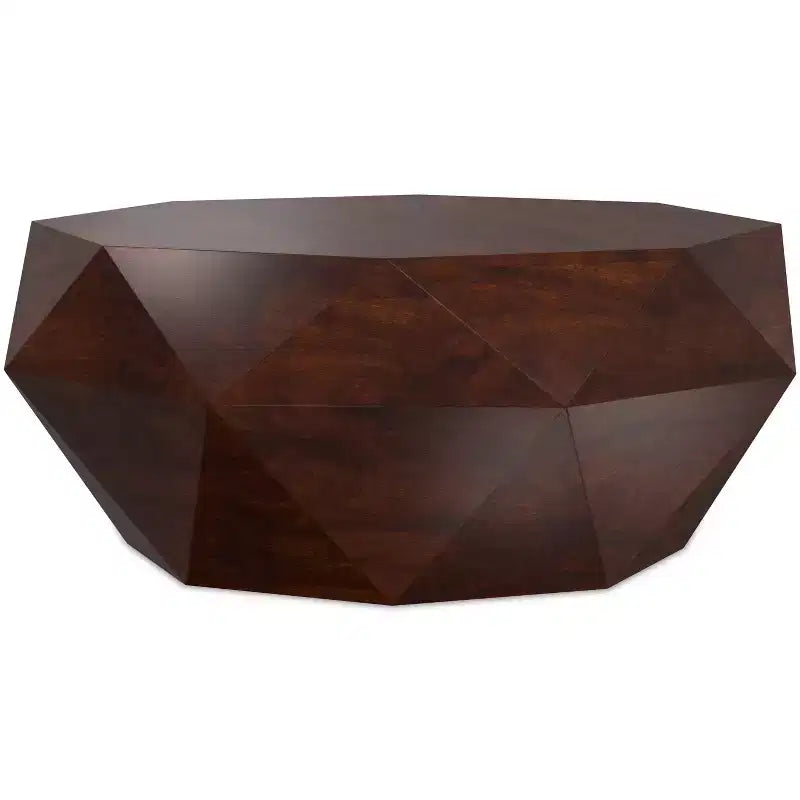 Table basse contemporaine Paros en bois d'acacia massif de 89 cm de large, de forme irrégulière, entièrement assemblée